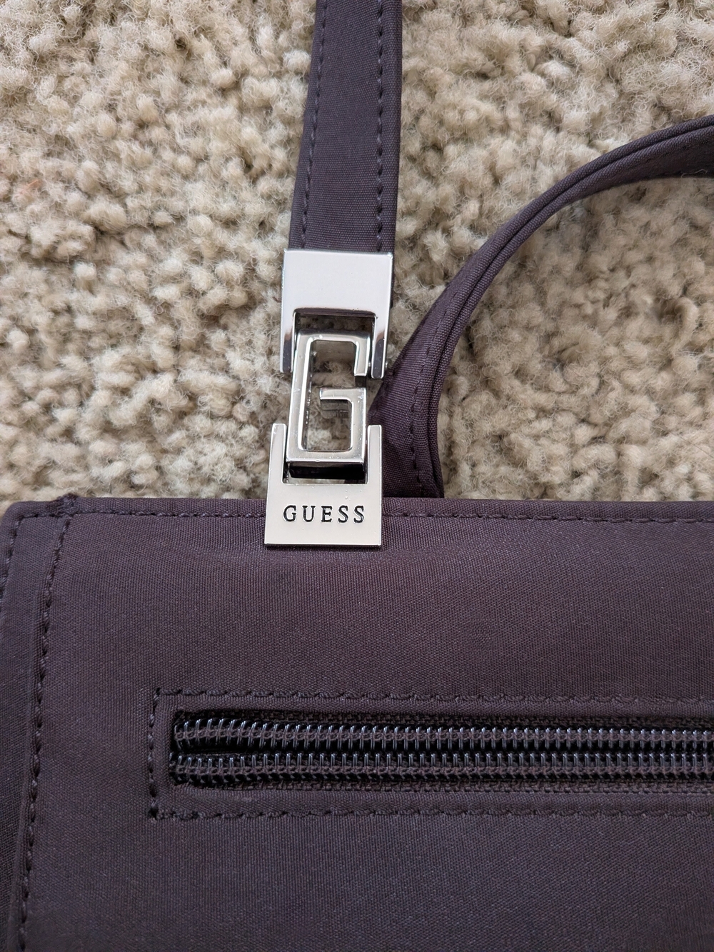 Vintage Late 90s / Y2K Vintage GUESS Dark Brown Satin Shoulder Bag